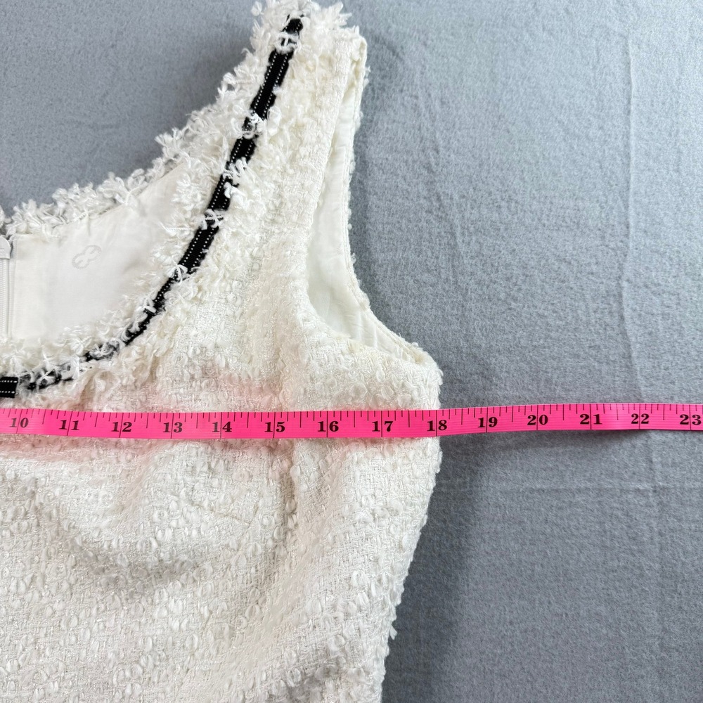 Vintage Escada White Tweed Boucle Sheath Dress 38 Slovenia Luxury Ribbon Trim - Picture 6 of 8